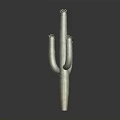 Tall Green Cactus Plant With Branching Arms And Spiny Texture Against Dark Background