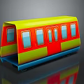 Colorful Train Carriage With Yellow Red Green Sections Blue Base And Windows