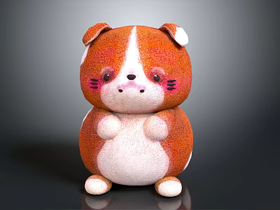 Cute Orange And White Plush Toy With Round Body And Pink Cheeks 3d model