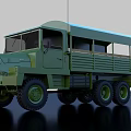 Green Utility Vehicle with Open Cargo Bed Multi-Wheel Design Curved Canopy Sturdy Front And Antenna