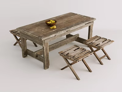 Log Style Outdoor Furniture Table and Chair Table and Chair Combination Furniture Combination Outdoor Table and Chair Solid Wood Furniture Rooftop Garden Outdoor Log Wood Board 3d model