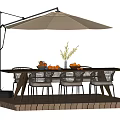 Outdoor Patio Table and Chair Set with Woven Seats and Sun Umbrella