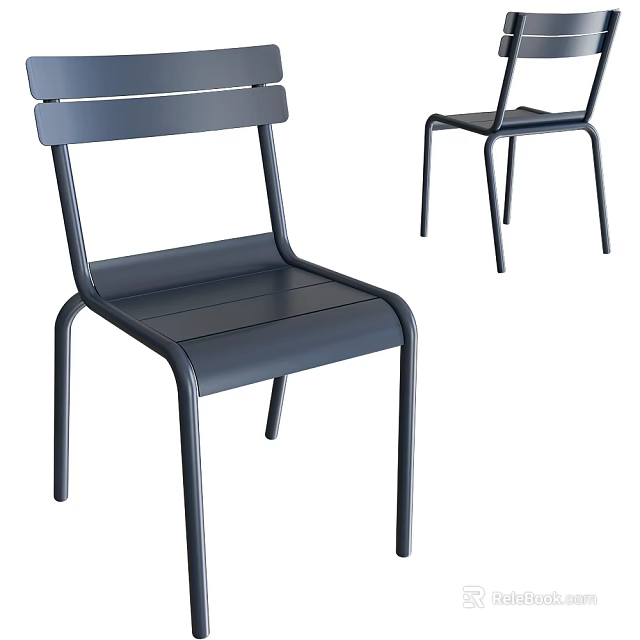 Modern Dark Colored Dining Chairs With Metal Frame And Sleek Linear Design 3d model