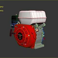 Red And White Small Gasoline Engine With Starter Handle And Cooling Fan Housing