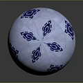 White Sphere Decorative Device With Blue Geometric Patterns On Surface 3d model