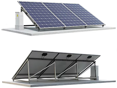 Efficient Solar Panels Installation With Roof Mounted Metal Brackets System 3d model