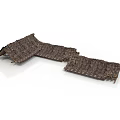 Brown Woven Floor Mats With Three Pieces And Irregular Worn Edges 3d model