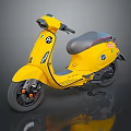 Yellow Scooter With Black Seat Orange Brake Calipers And Body Decals