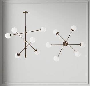 Multi-head chandelier 3d model