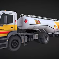 Shell Branded Fuel Tanker Truck With White Yellow Livery And Cylindrical Tank