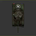 Weathered Military Green Tank With White Star Turret Tracked Design And Cannon