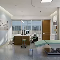 Clinical Examination Room Interior With Green Table Wooden Doors And Large Windows