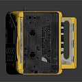 Yellow Protective Device Case Open Showing Internal Buttons And Ports Details