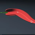 Red Chili Pepper with Green Stem 3D Model Curved Smooth Surface Design 3d model