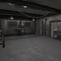 Industrial Style Fitness Gym With Metal Pipes Brick Walls And Concrete Floor