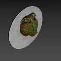 Colorful Green Yellow Spotted Frog Game And Movie Character Sitting On White Circular Platform