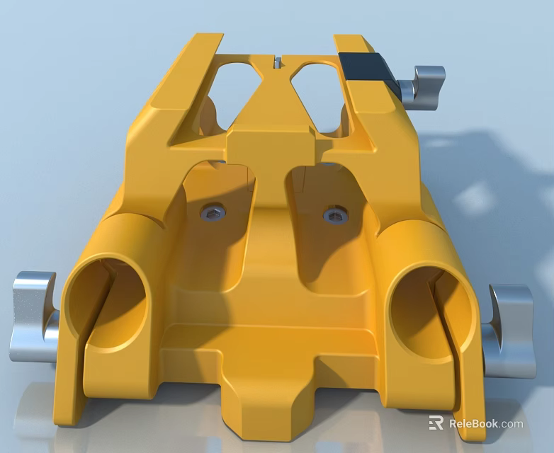 Swing Door Hinge Mechanism Yellow Metal Structure With Silver Components Design 3d model