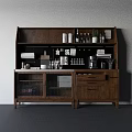 Modern Wooden Sideboard Design with Open Shelves Drawers Cabinets and Plants