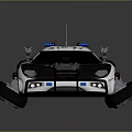 Black And White Police Car With Flashing Lights Badge And Sleek Exterior Design
