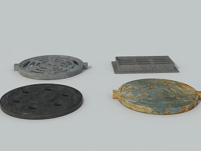 Garden Ornaments Featuring Decorative Drainage Covers With Various Shapes And Intricate Patterns 3d model