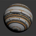 Colorful Striped Sphere With Metallic Texture And Reflection On Dark Background