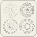 Intricate Decorative Ceiling Medallion Designs with Ornate Patterns for Home Lighting 3d model