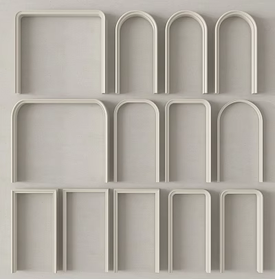 Modern Geometric Decorative Components With Rectangular And Arch Shapes For Interior Wall Decor 3d model