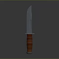 Military Knife With Sharp Metal Blade And Brown Wooden Handle Design