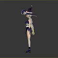 3D Witch Character Model With Purple Outfit Wizard Hat And Blonde Hair