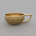 Golden Petal Shaped Cup With Decorative Handle And Smooth Surface Design