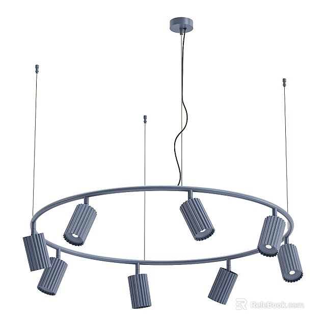 Modern Circular Chandelier with Multiple Cylindrical Lights on Hanging Frame 3d model