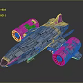 Sci Fi Futuristic Spaceship 3D Model With Metallic Structure And Large Engines 3d model