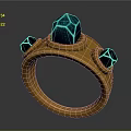 Elegant Gold Ring With Three Blue Faceted Gemstones And Vintage Design