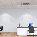 Modern Government Service Hall Interior With Large Screens Service Counter And Computers