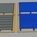 Industrial Equipment Metal Panels Featuring Blue Silver Striped And Smooth Surfaces