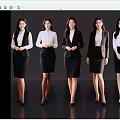 Elegant Professional Women In Business Attire Standing Against Dark Background