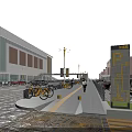 Urban Road Facilities Featuring Shared Bikes Street Lamps And P+R Sign
