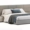 Elegant Double Bed With Stylish Headboard Cozy Bedding And Side Nightstand 3d model
