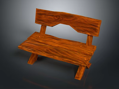 Wooden Bench Solid Wood Construction With Natural Grain Finish Rustic Outdoor Furniture Design 3d model