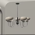 Modern Beige Chandelier with Four Spherical Glass Shades and Metal Frame
