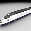 AVE High Speed Train With Modern White Black Blue Livery Design Front View 3d model
