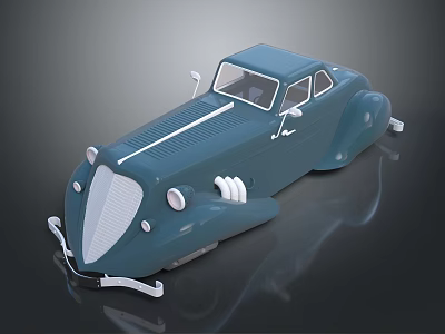 Elegant Dark Blue Classic Two Door Car With Streamlined Body And Chrome Accents 3d model