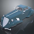 Elegant Dark Blue Classic Two Door Car With Streamlined Body And Chrome Accents