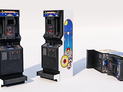 Colorful Vintage Arcade Gaming Appliances With Classic Design And Retro Graphics For Entertainment Spaces 3d model