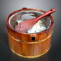 Wooden Design Electric Cooker Appliance With Inner Pot And Serving Spoon