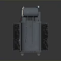 Power Transformer Equipment With Three Insulators Warning Signs And Gray Casing