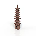 Traditional Chinese Pagoda Architecture With Multi tiered Wooden Structure And Base Door