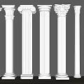 Classical White Roman Columns Featuring Various Architectural Styles And Decorative Details 3d model