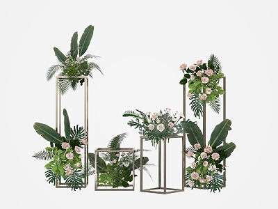 Plant green plant floral combination plant stand plant device flowers and plants pile plant combination floral device 3d model