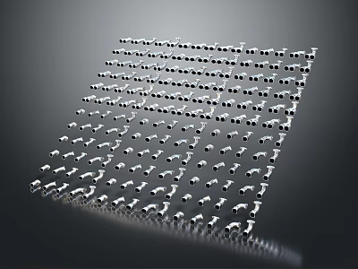 Metal Pipe Fittings Neatly Arranged in Grid Pattern for Industrial Engineering Applications 3d model